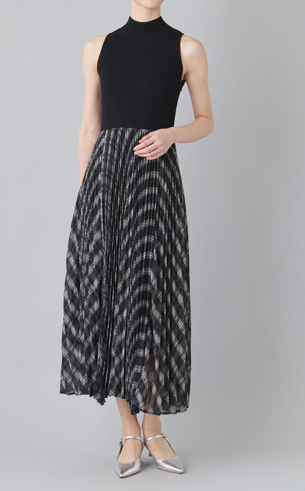 ニットドッキングプリーツワンピース