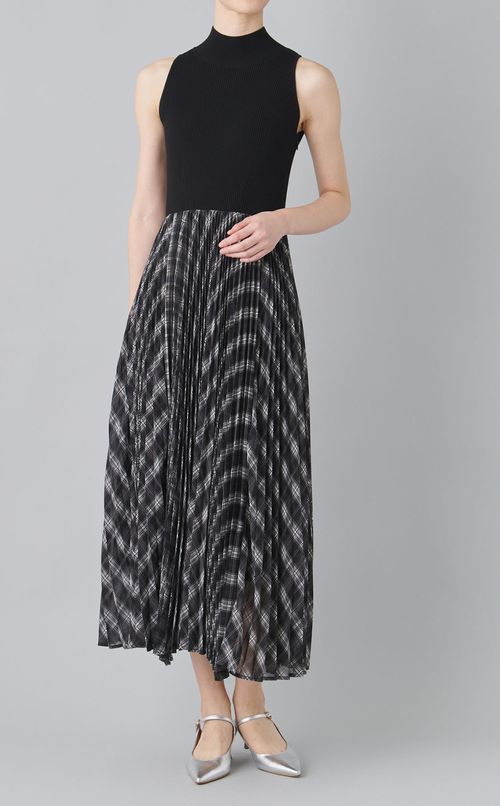 ニットドッキングプリーツワンピース