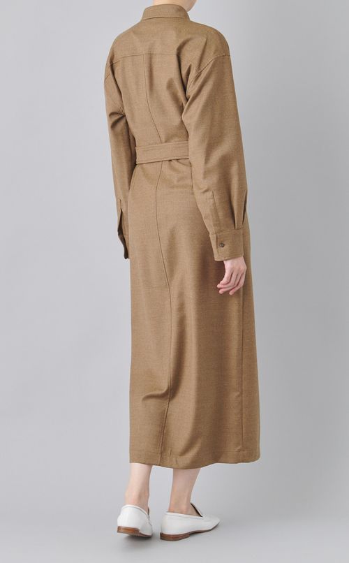 ウールベルテッドロングシャツワンピース