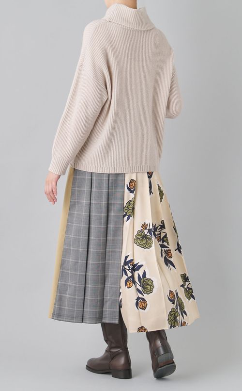フラワープリントミックスプリーツスカート