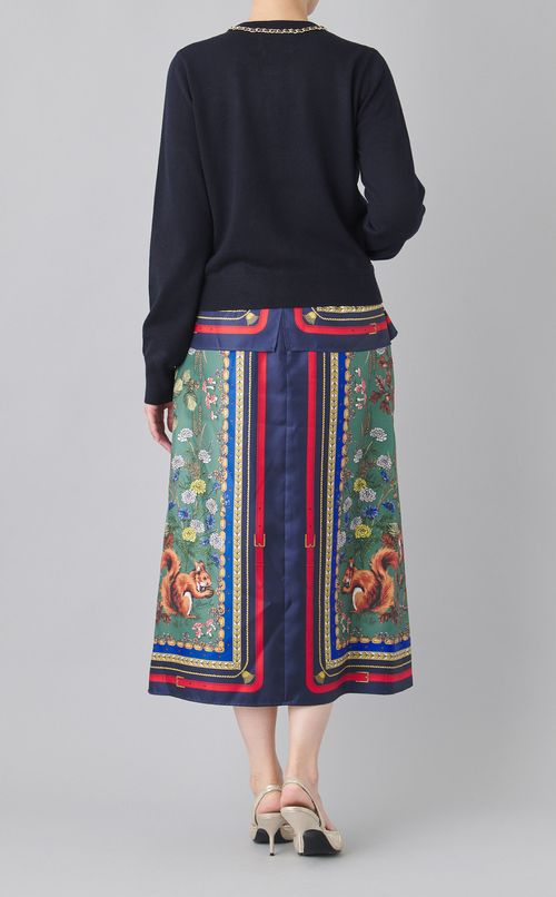 スカーフ柄ニットカーディガン