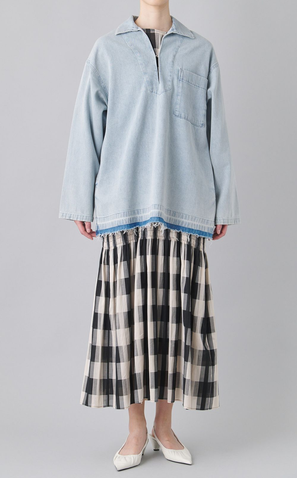 シャーリングロングワンピース