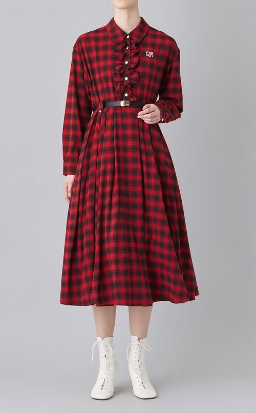 チェック柄シャツワンピース