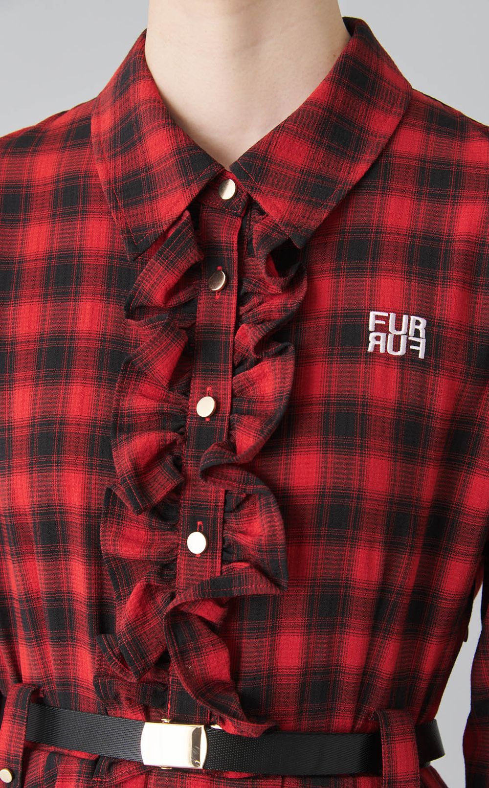 チェック柄シャツワンピース