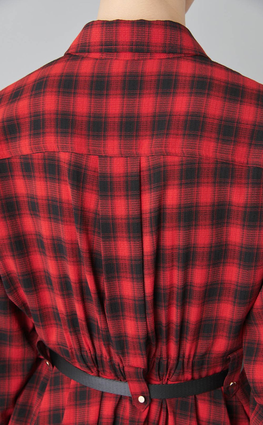 チェック柄シャツワンピース