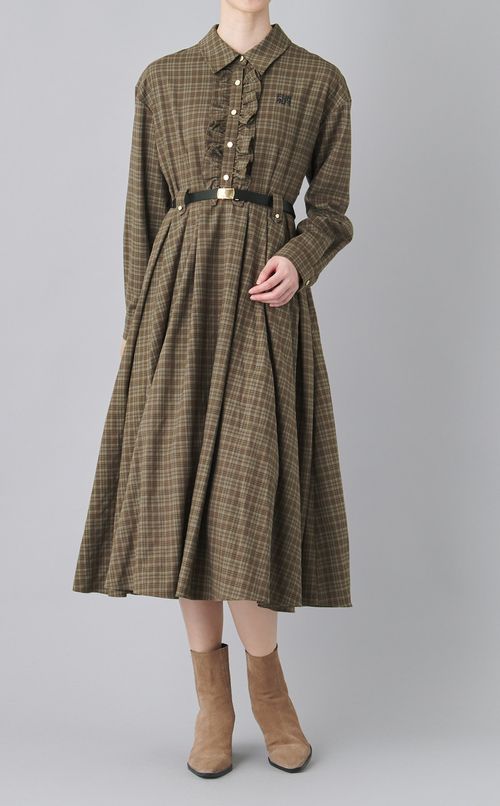 チェック柄シャツワンピース