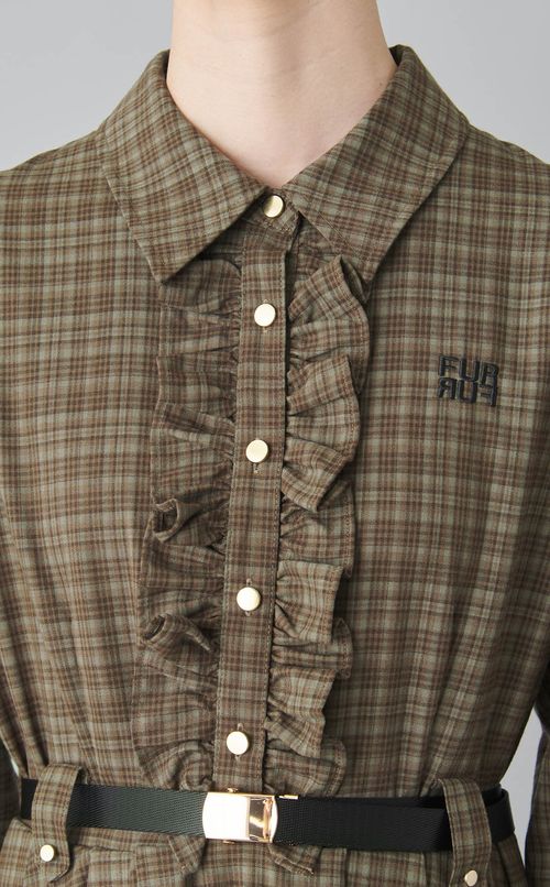 チェック柄シャツワンピース