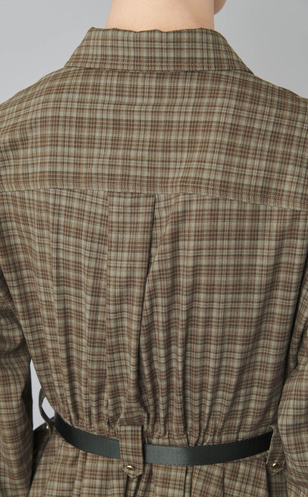 チェック柄シャツワンピース