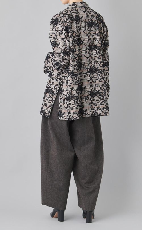 フラワー刺繍チェックジャケット