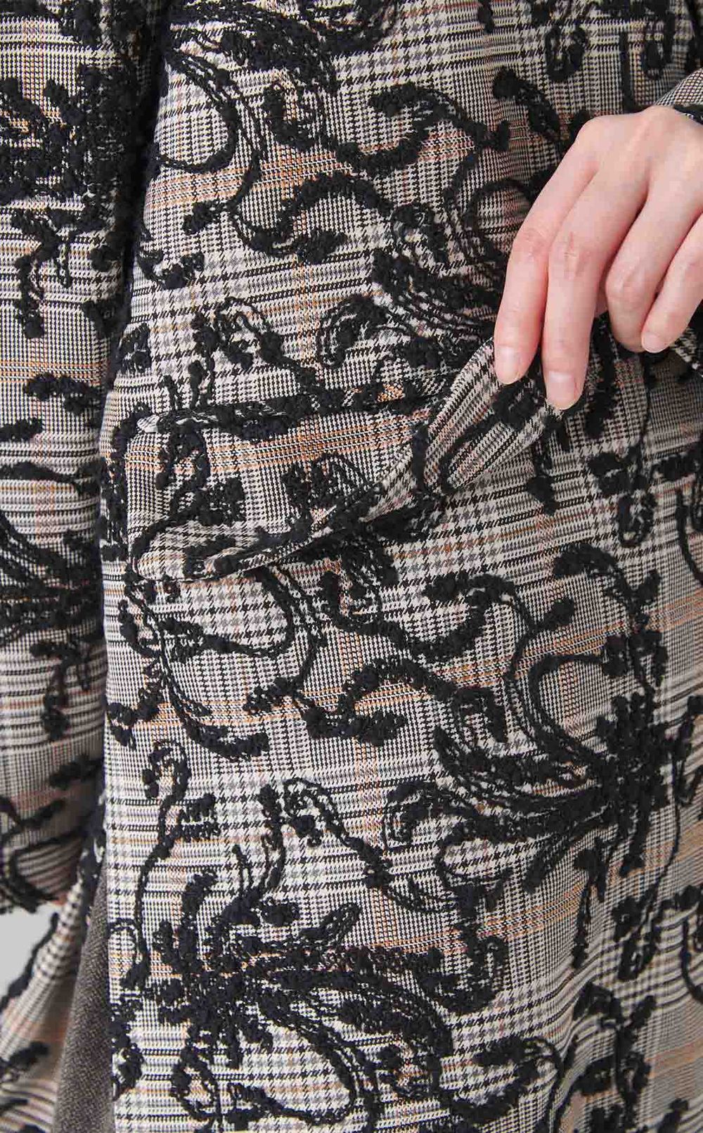 フラワー刺繍チェックジャケット