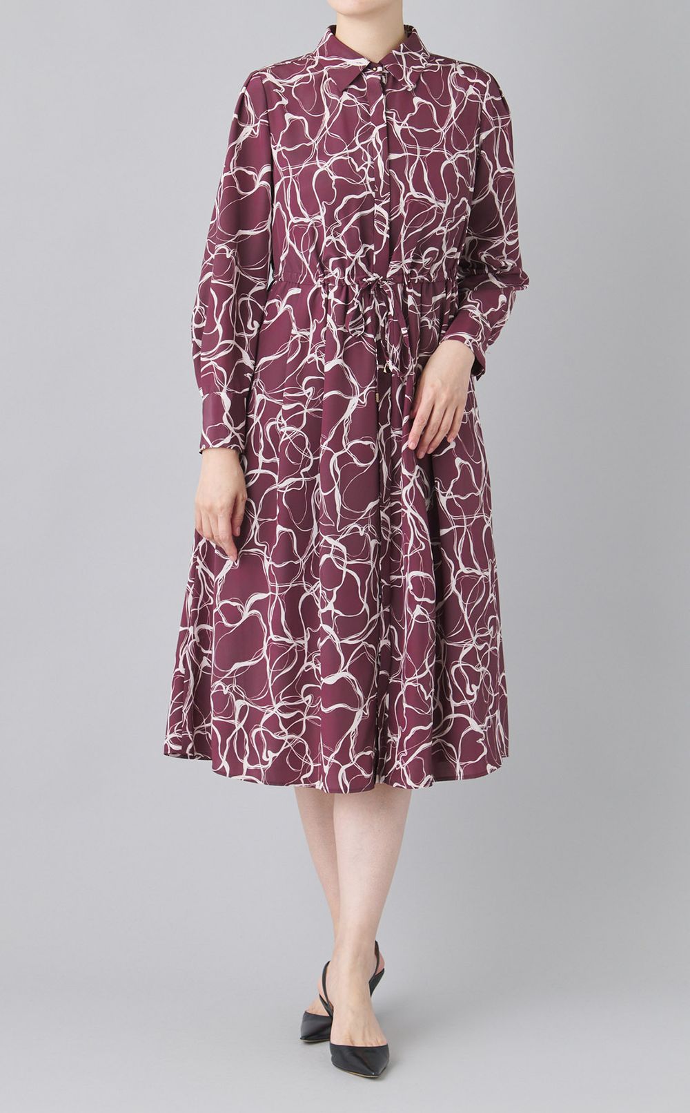 マーブルプリントシャツワンピース