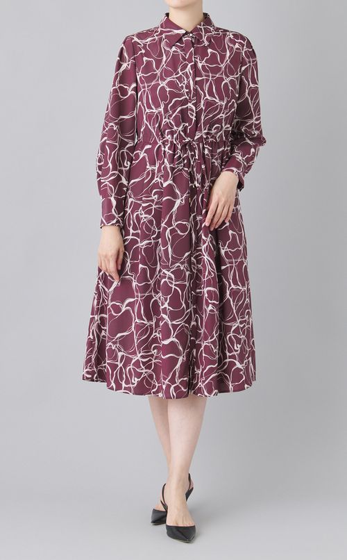 マーブルプリントシャツワンピース