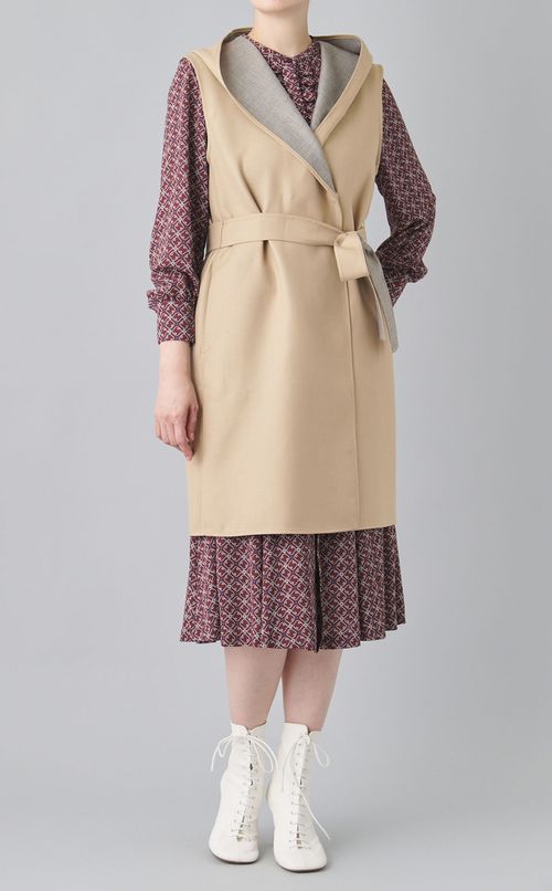 ダブルフェイスフーデットジレ