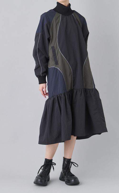 カラー切替ナイロンワンピース