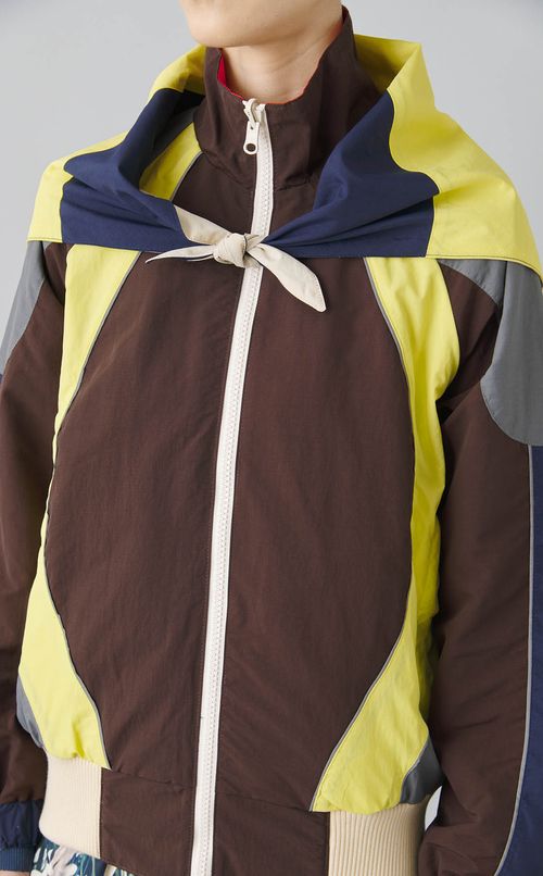 リバーシブル切替スカーフ付ブルゾン