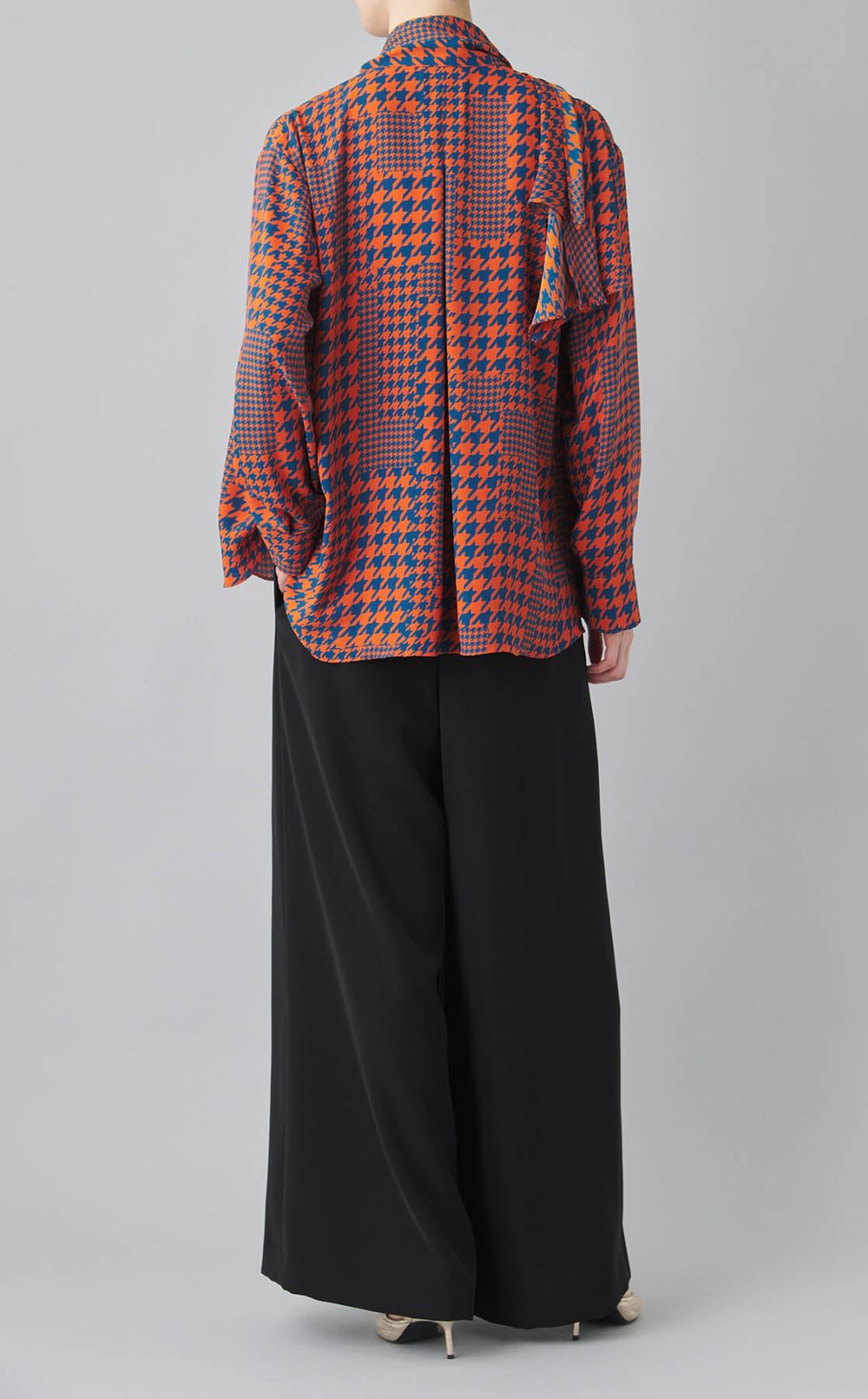 千鳥柄プリントデザインブラウス