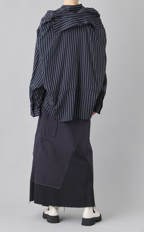 ショールレイヤードストライプシャツ