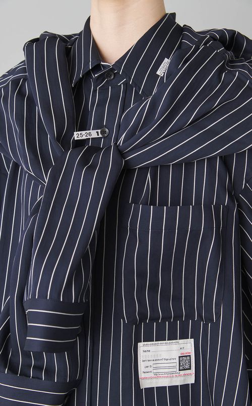 ショールレイヤードストライプシャツ