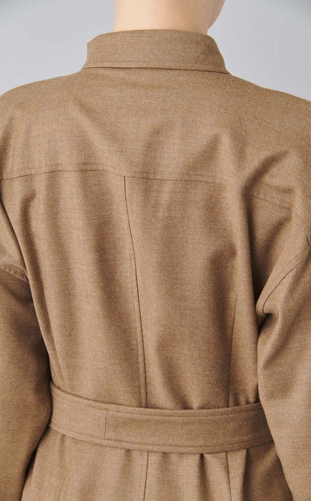 ウールベルテッドロングシャツワンピース