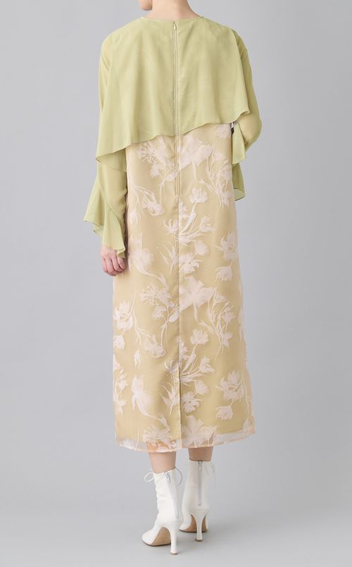 フレアスリーブフラワー柄ワンピース