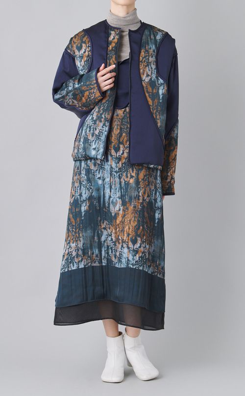 プリントレイヤードキャミソールドレス