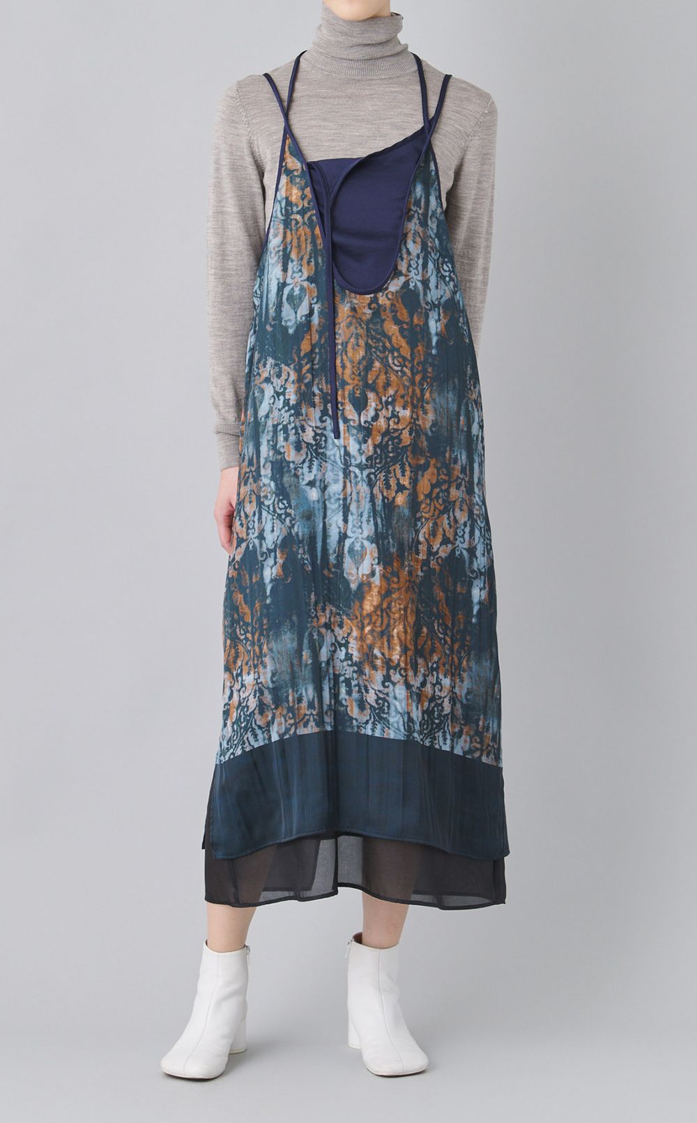 プリントレイヤードキャミソールドレス