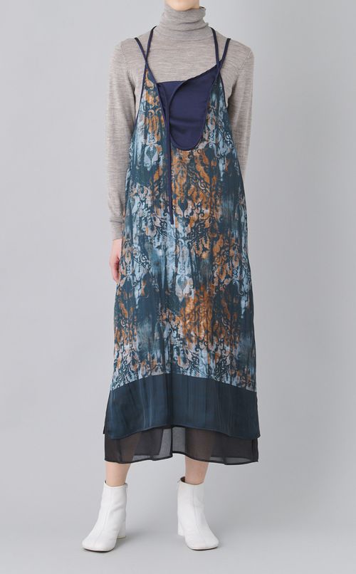 プリントレイヤードキャミソールドレス