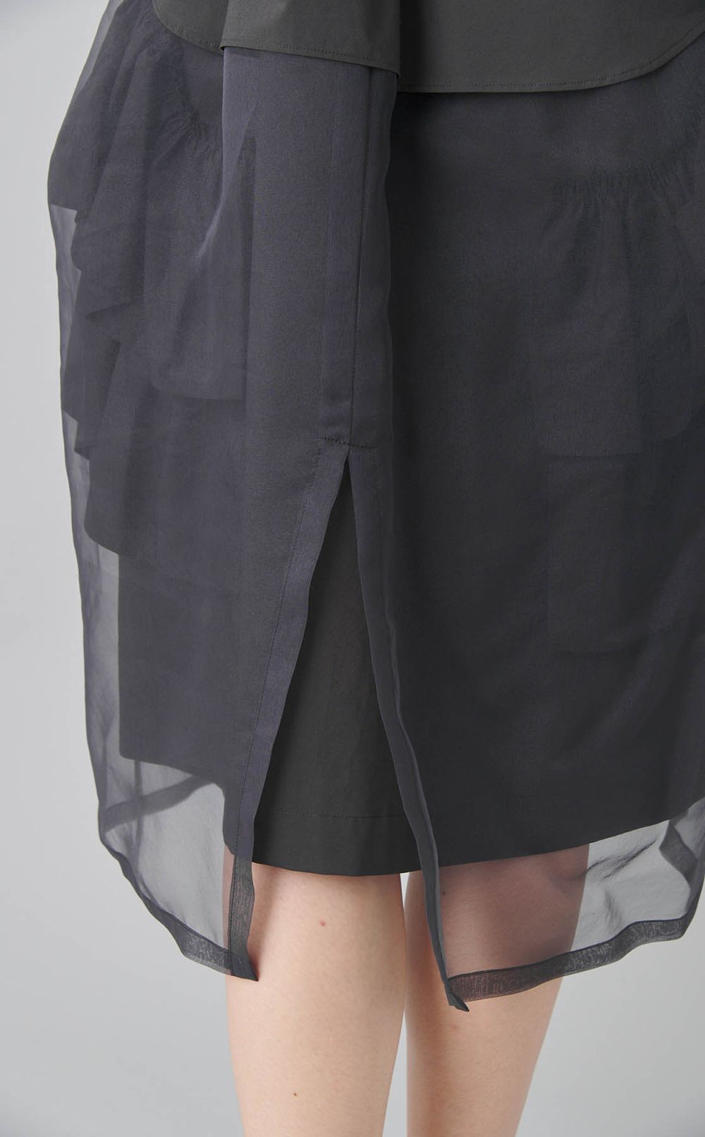 コットンシアーベルテッドシャツワンピース