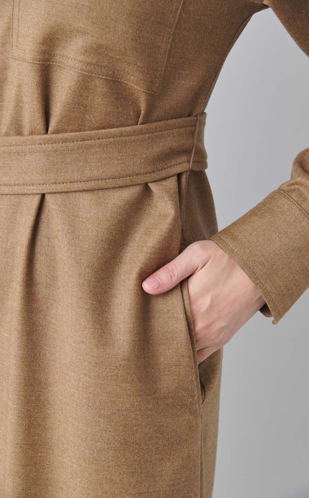 ウールベルテッドロングシャツワンピース