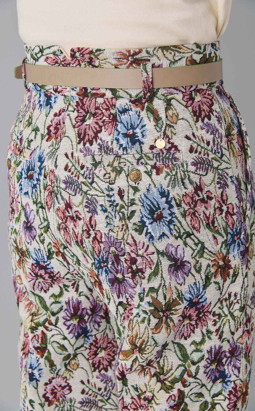 ベルト付きゴブランパンツ