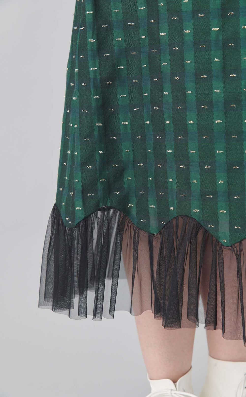 チェックジャガードワンピース