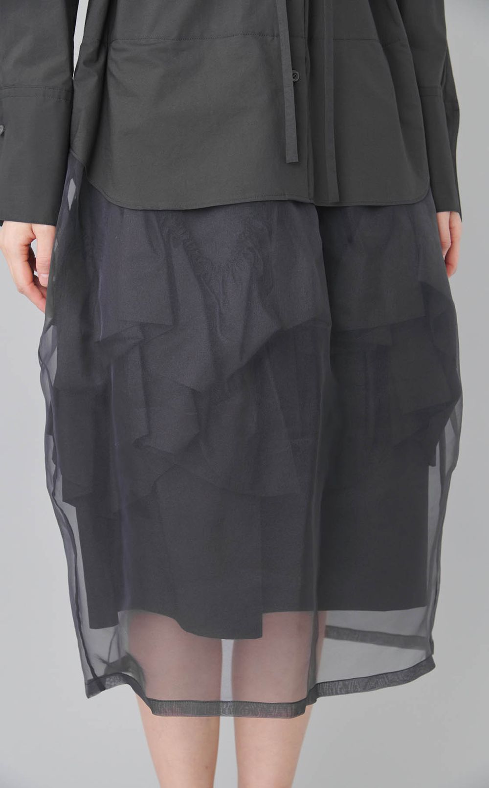 コットンシアーベルテッドシャツワンピース