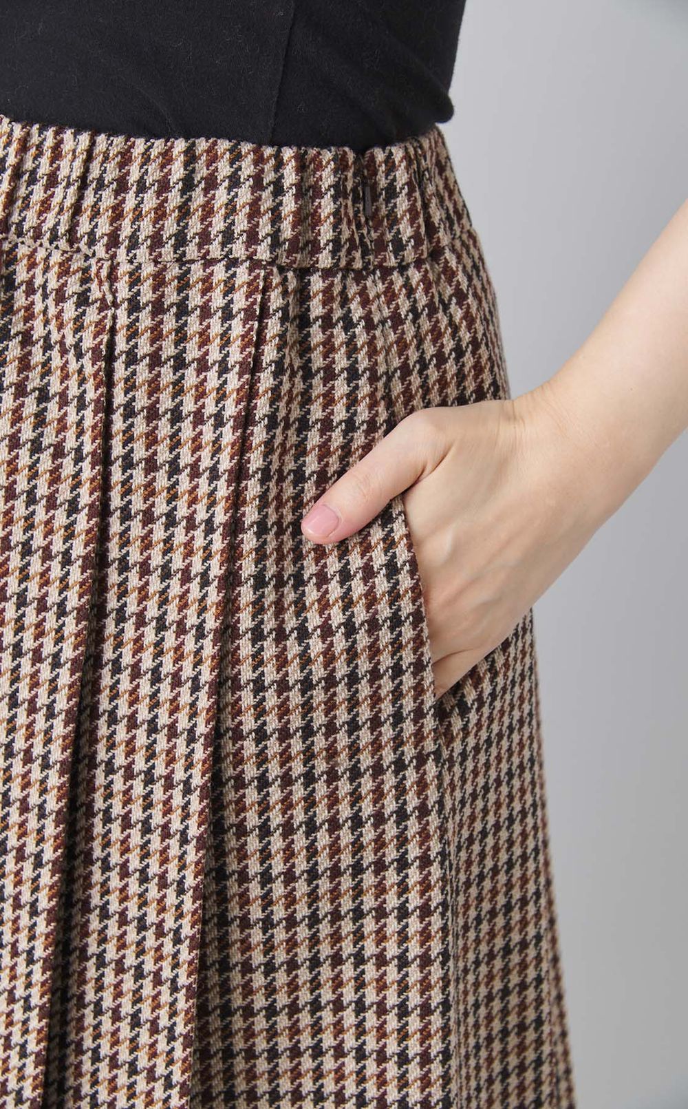 プリントチェックコンビプリーツスカート