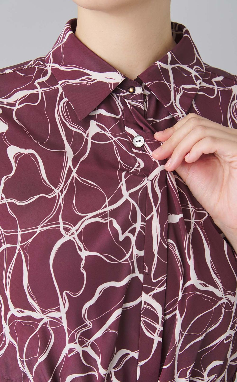 マーブルプリントシャツワンピース