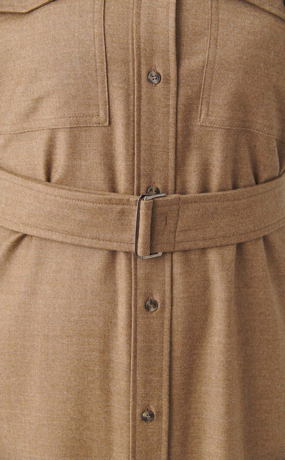 ウールベルテッドロングシャツワンピース