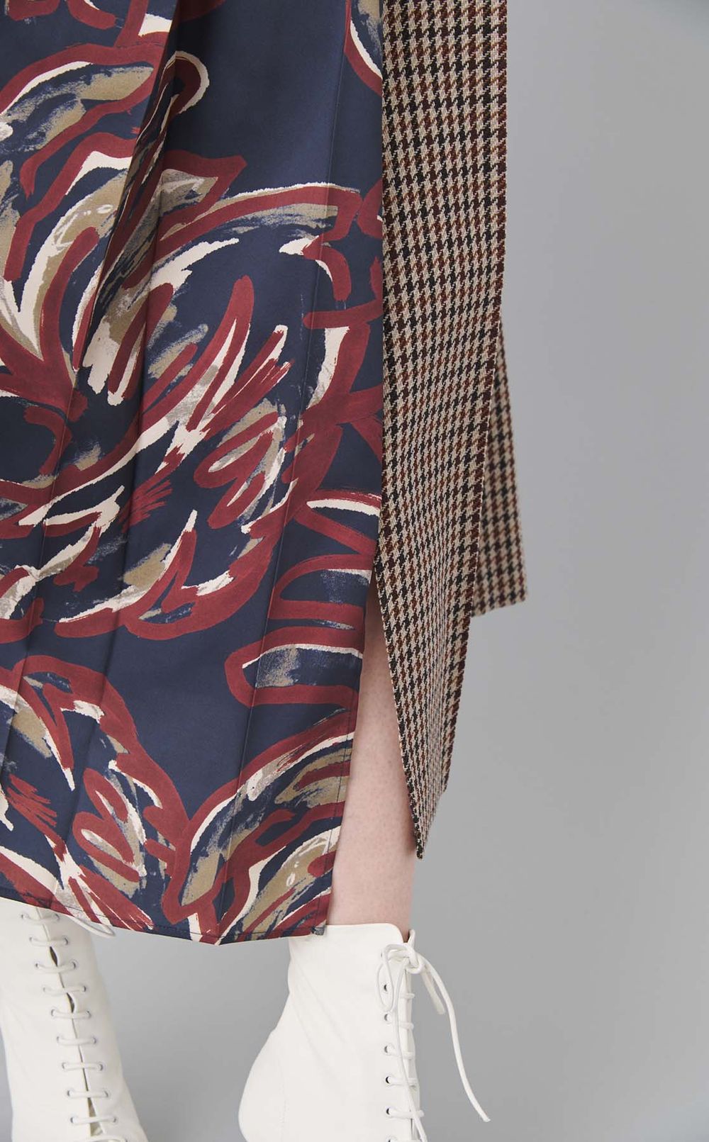 プリントチェックコンビプリーツスカート