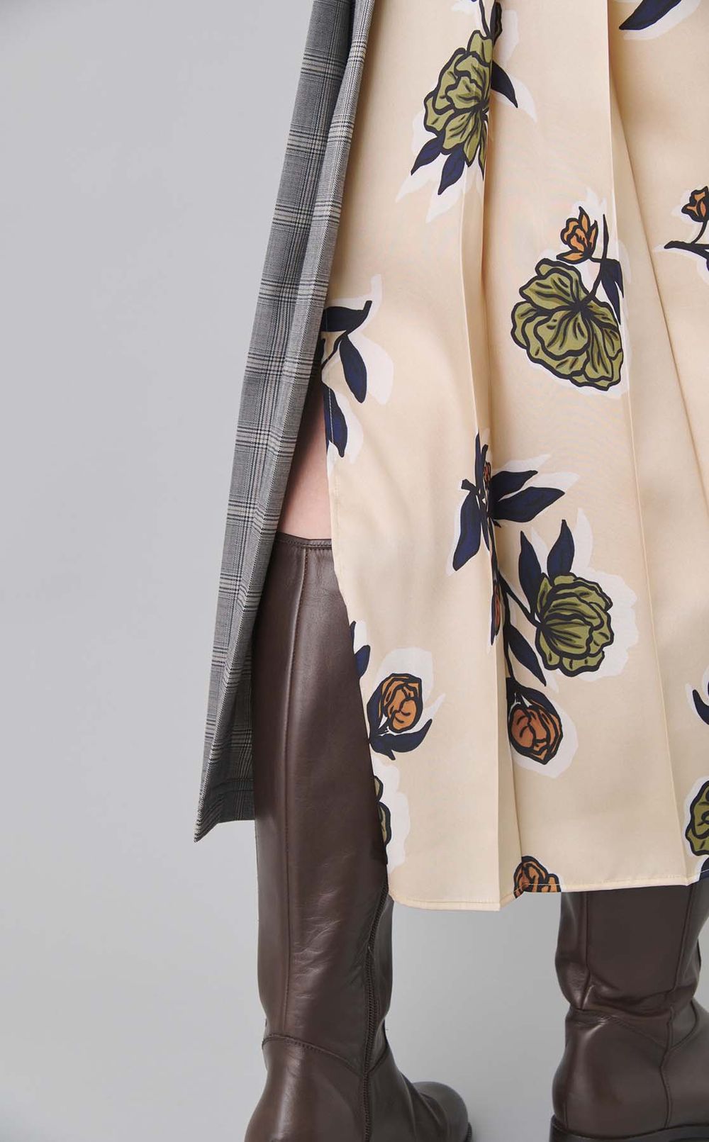 フラワープリントミックスプリーツスカート