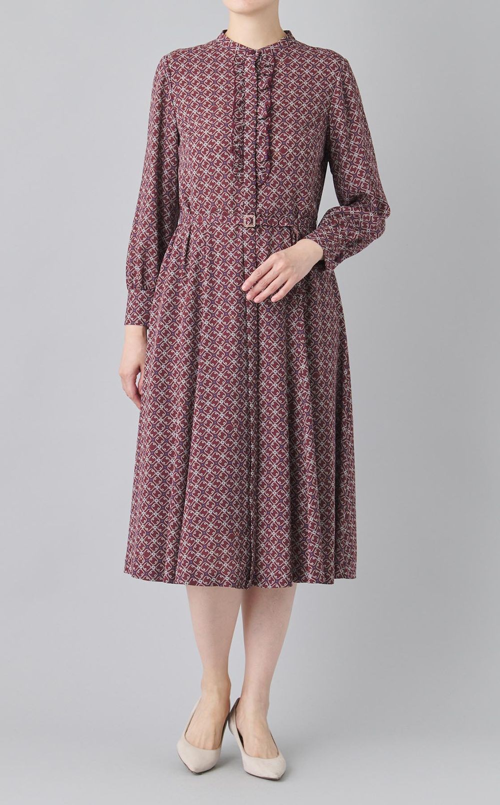 メダリオンプリントシャツワンピース