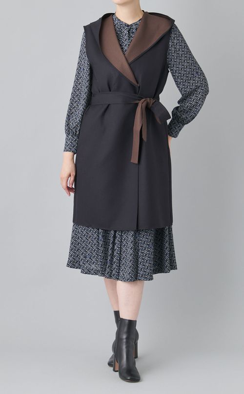 ダブルフェイスフーデットジレ