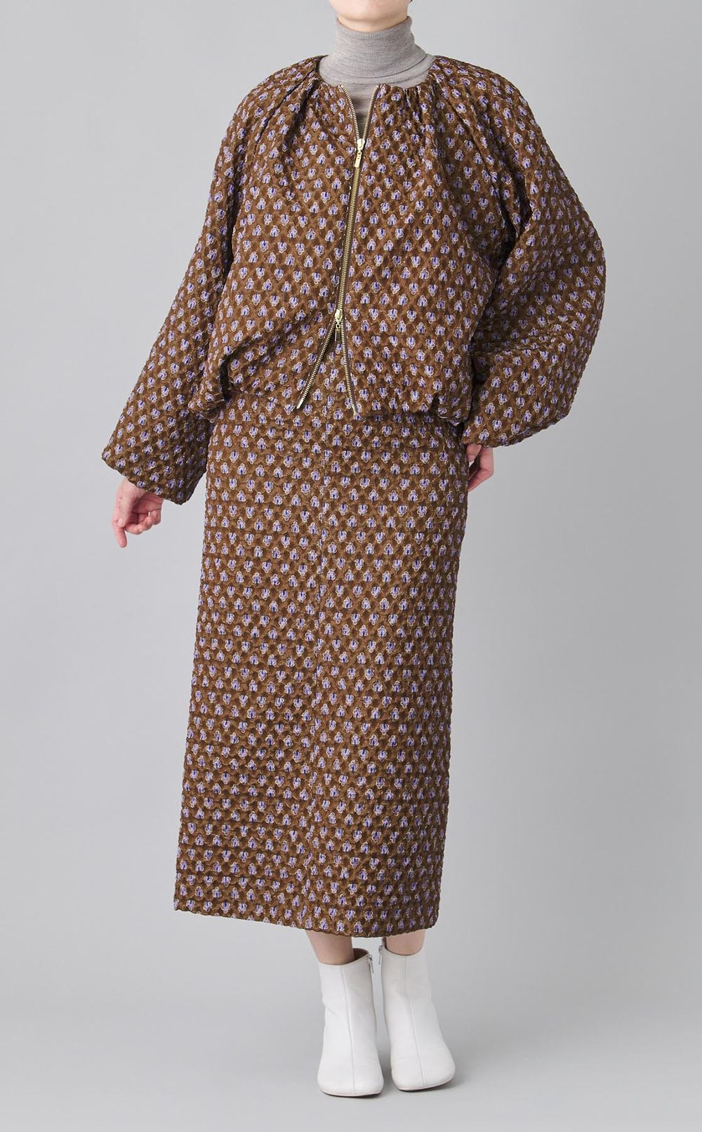 フラワープリントジャガードスカート