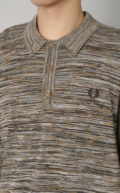 マルチカラーロングスリーブニットシャツ