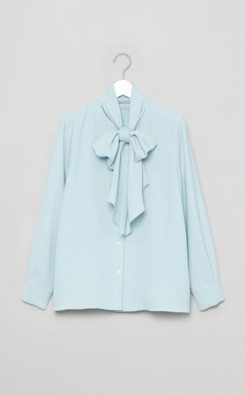 ワイドボウタイドレープブラウス