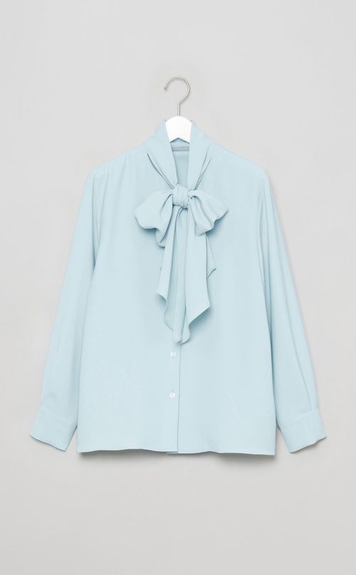 ワイドボウタイドレープブラウス