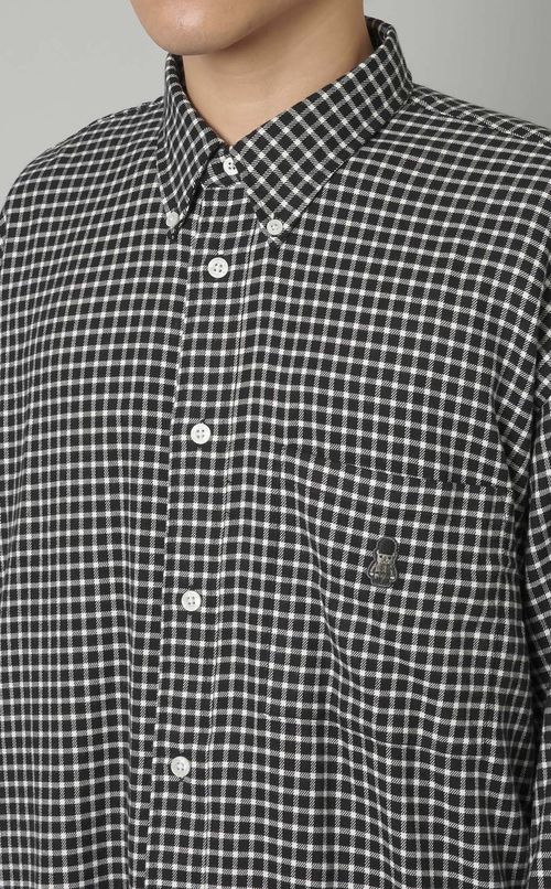 チェックネルボタンダウンシャツ