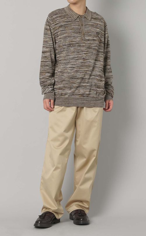 マルチカラーロングスリーブニットシャツ