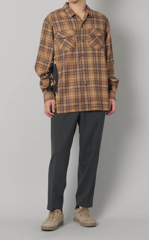 サイド切替チェックシャツ