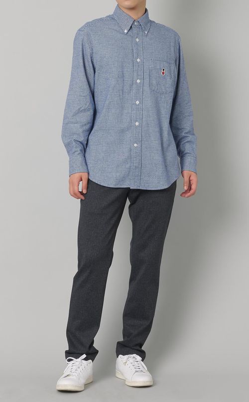 ワンポイントボタンダウンネルシャツ