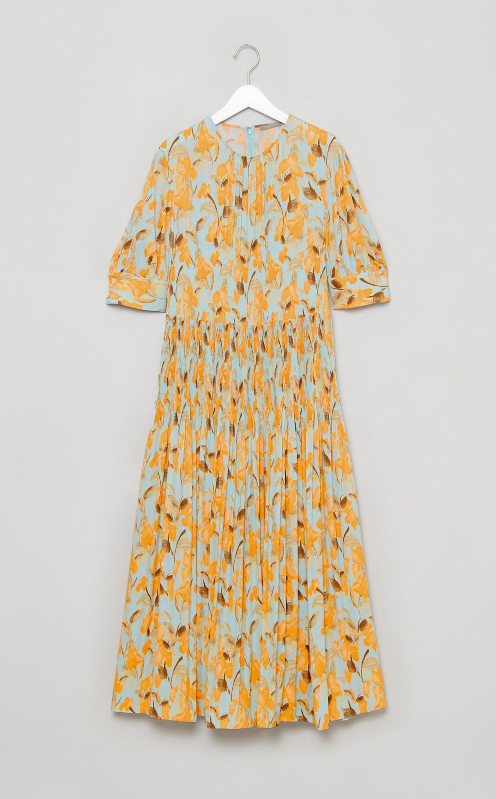 フラワープリントギャザーワンピース