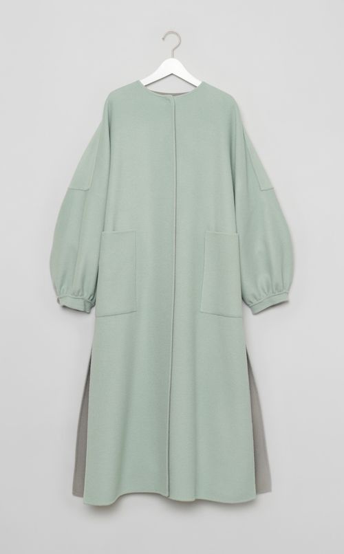 バイカラーリバーロングコート