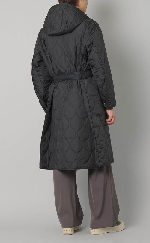 キルティングフーデッドコート